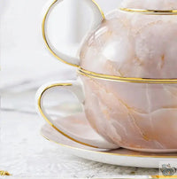 Thumbnail for Théière solitaire en porcelaine marbrée cadeau | Théières à la folie