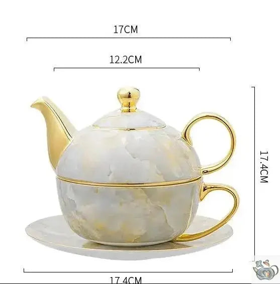 Théière solitaire en porcelaine marbrée cadeau | Théières à la folie