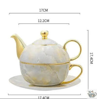 Thumbnail for Théière solitaire en porcelaine marbrée cadeau | Théières à la folie