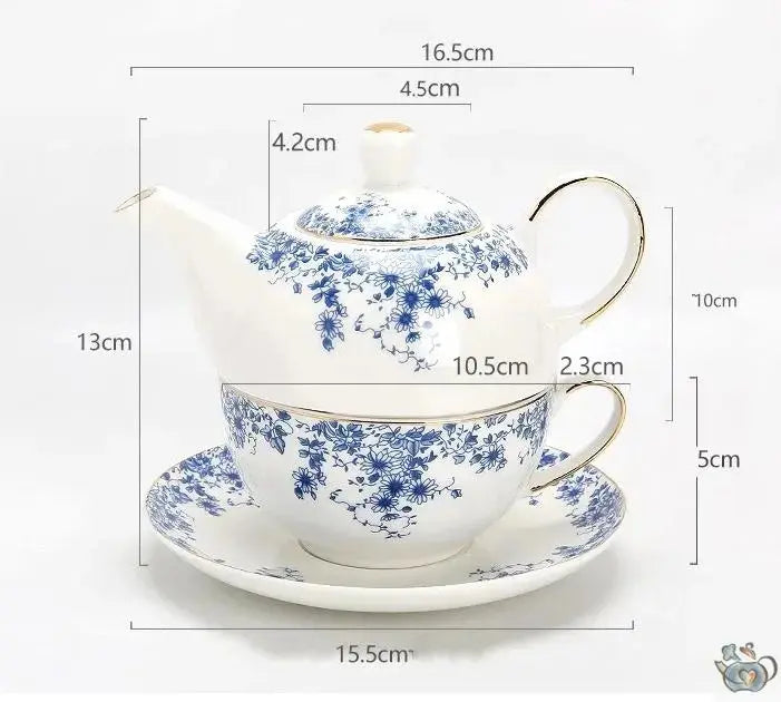 Théière solitaire porcelaine fleurs bleues | Théières à la folie