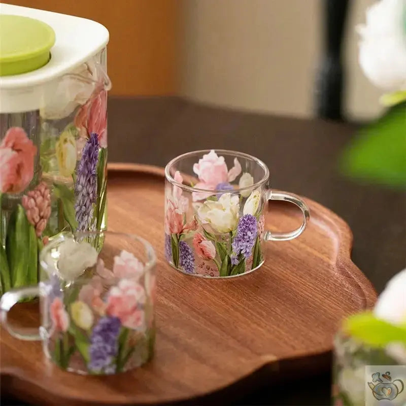 Théière verre polyvalente aux tulipes colorées | Théières à la folie