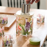 Thumbnail for Théière verre polyvalente aux tulipes colorées | Théières à la folie