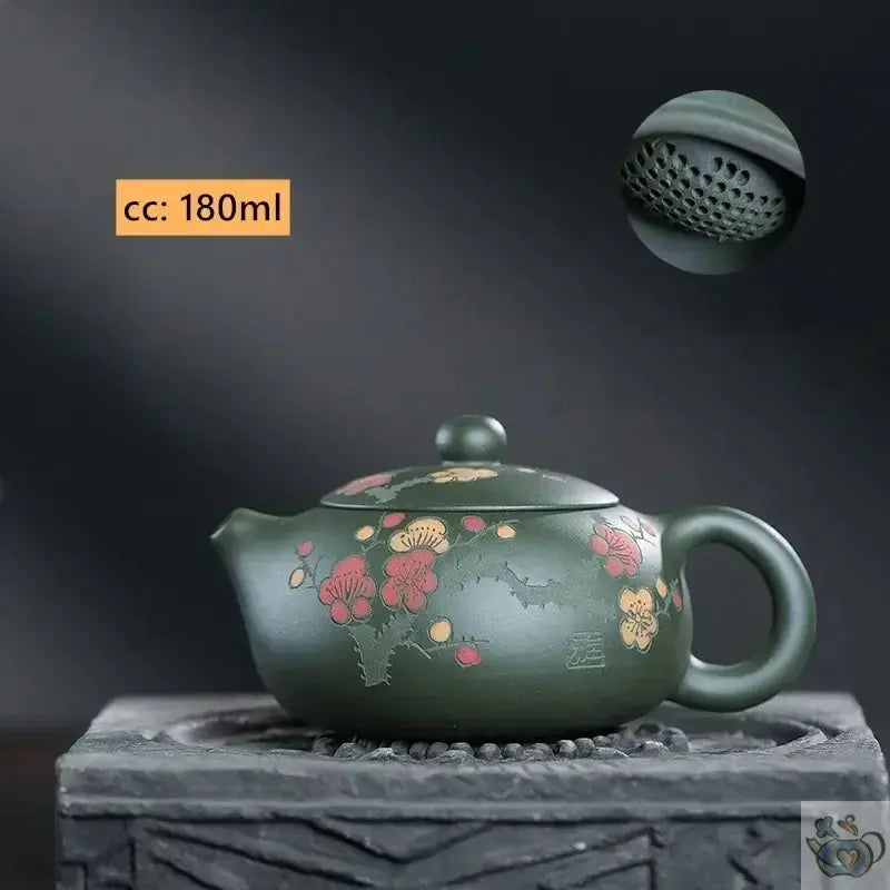 Théière chinoise ronde aplatie verte | Théières à la folie