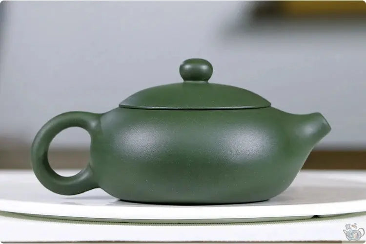 Théière chinoise ronde aplatie verte | Théières à la folie