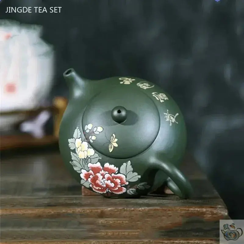 Théière chinoise ronde aplatie verte | Théières à la folie