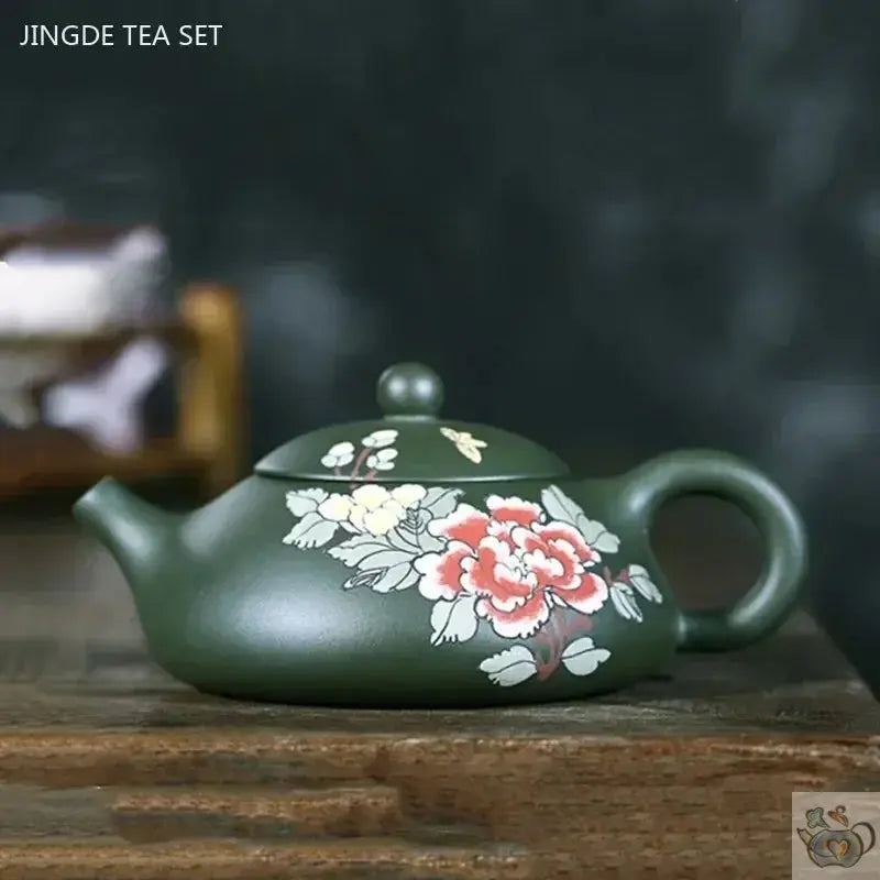 Théière chinoise ronde aplatie verte | Théières à la folie