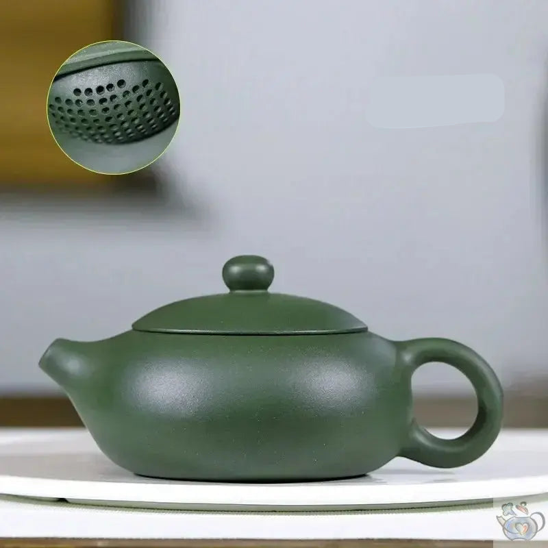 Théière chinoise ronde aplatie verte | Théières à la folie