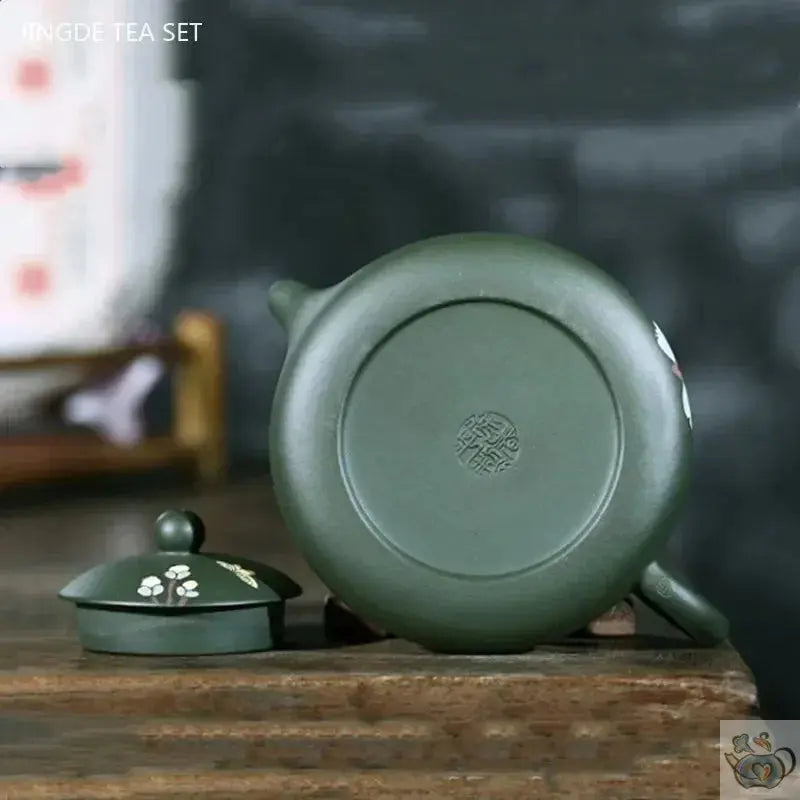 Théière chinoise ronde aplatie verte | Théières à la folie
