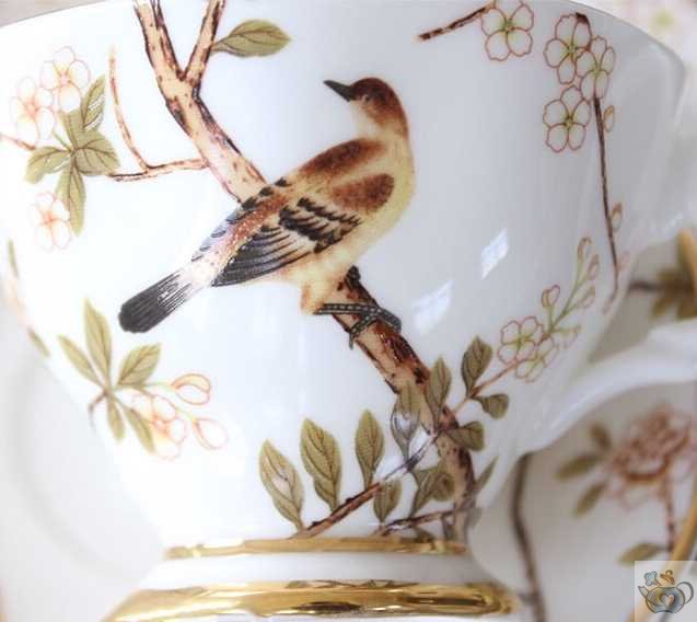 Théière anglaise porcelaine nature et oiseaux | Théières à la folie