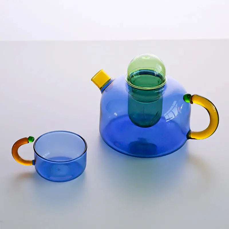 Théière avec filtre en verre multicolore | Théières à la folie