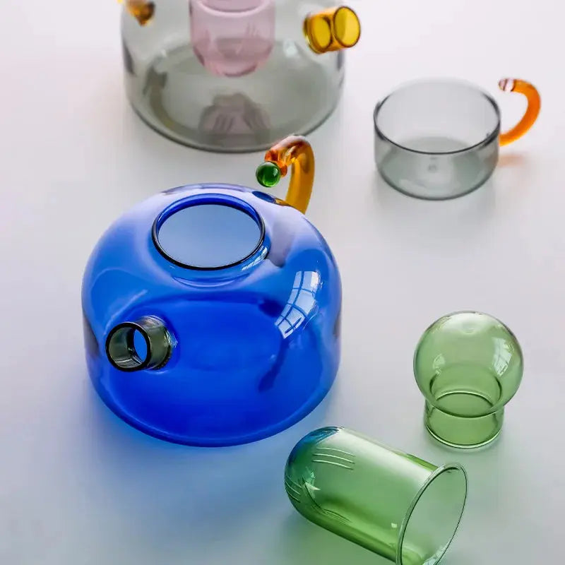 Théière avec filtre en verre multicolore | Théières à la folie