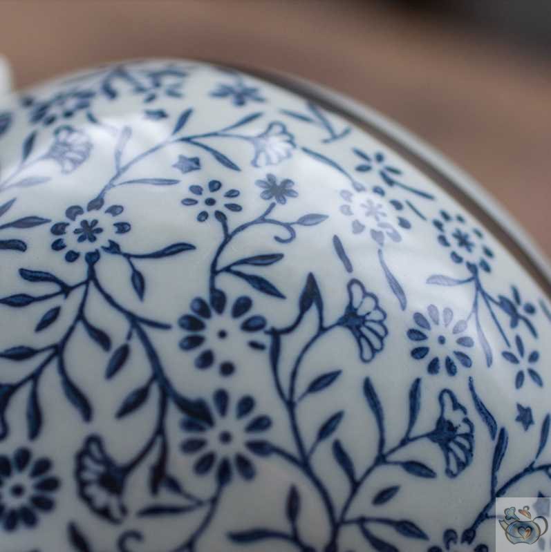 Théière céramique blanc bleu traditionnel | Théières à la folie