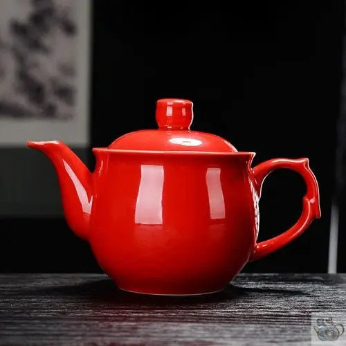 Théière chinoise artisanale céramique rouge | Théières à la folie