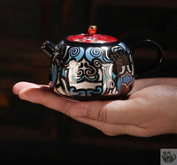 Thumbnail for Théière chinoise motif mythique or et argent | Théières à la folie