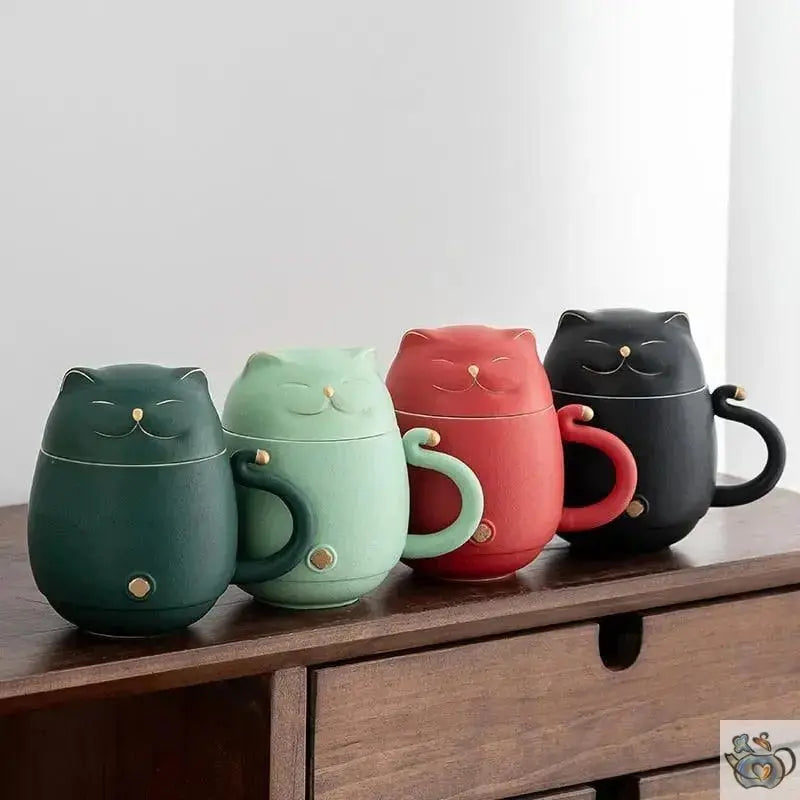 Mug/Théière en céramique chat porte-bonheur | Théières à la folie