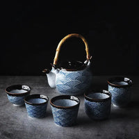 Thumbnail for Théière en céramique éventails bleus encre | Théières à la folie
