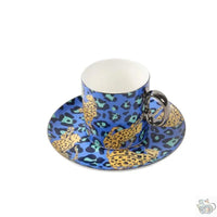 Thumbnail for Théière en porcelaine bleue léopard et argent | Théières à la folie