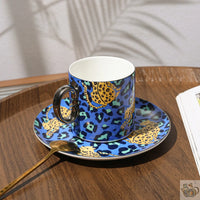 Thumbnail for Théière en porcelaine bleue léopard et argent | Théières à la folie