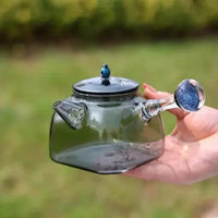 Thumbnail for Théière en verre bleu design Yokode cubique | Théières à la folie