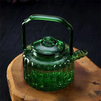 Thumbnail for Théière en verre vert design bouilloire bambou | Théières à la folie
