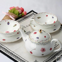Thumbnail for Théière et tasses porcelaine fine motifs légers | Théières à la folie