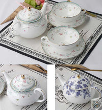 Thumbnail for Théière et tasses porcelaine fine motifs légers | Théières à la folie