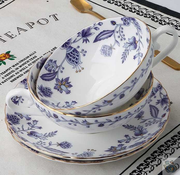 Théière et tasses porcelaine fine motifs légers | Théières à la folie