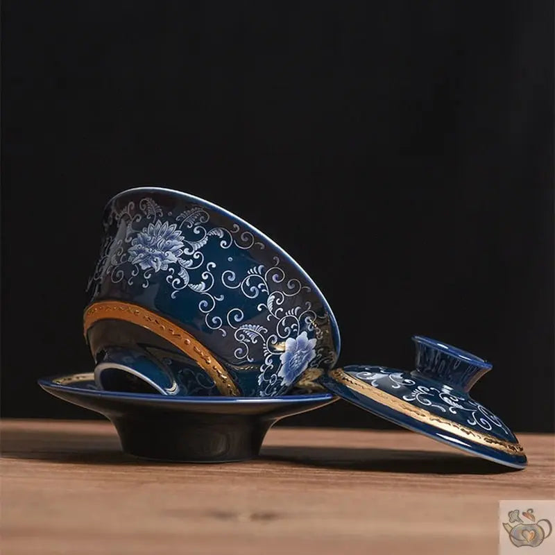 Théière individuelle Gaiwan argent porcelaine | Théières à la folie