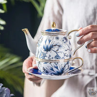 Thumbnail for Théière individuelle anglaise magnolia bleu | Théières à la folie