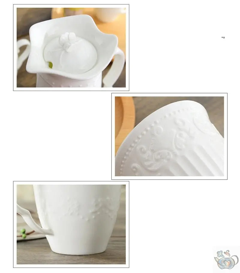 Théière porcelaine blanche d'antan et 2 tasses | Théières à la folie