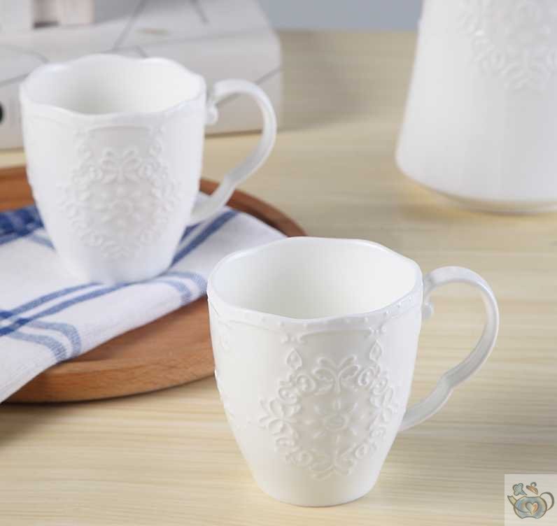 Théière porcelaine blanche d'antan et 2 tasses | Théières à la folie