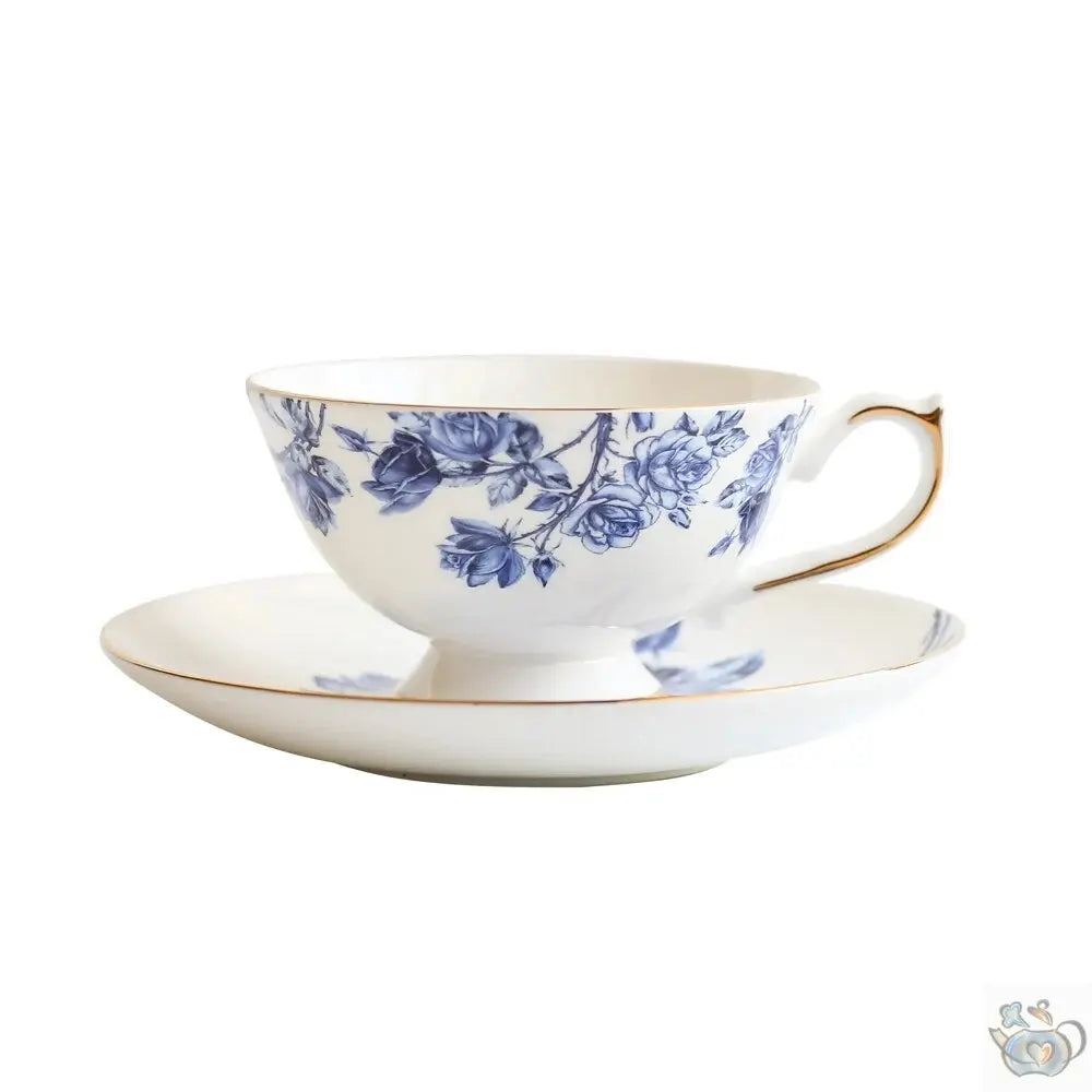 Théière porcelaine fleurie de roses bleues | Théières à la folie