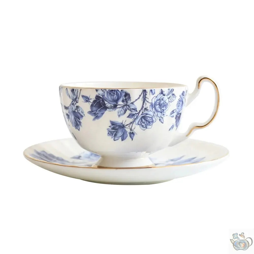 Théière porcelaine fleurie de roses bleues | Théières à la folie