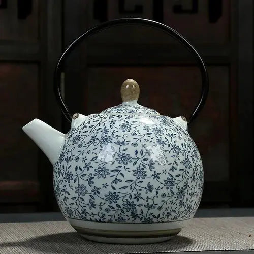 Théière porcelaine japonaise ronde de Jingdezhen | Théières à la folie