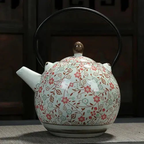 Théière porcelaine japonaise ronde de Jingdezhen | Théières à la folie