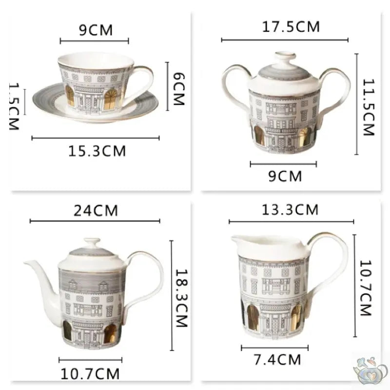 ​Set à thé en porcelaine architecture baroque | Théières à la folie