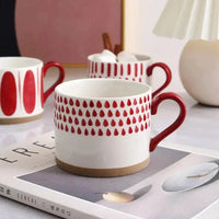 Thumbnail for Grande tasse déjeuner blanc/rouge | Théières à la folie