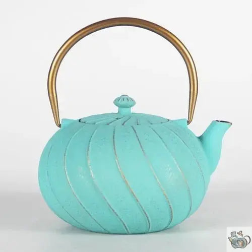 Théière en fonte turquoise motif spiralé | Théières à la folie