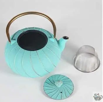 Théière en fonte turquoise motif spiralé | Théières à la folie