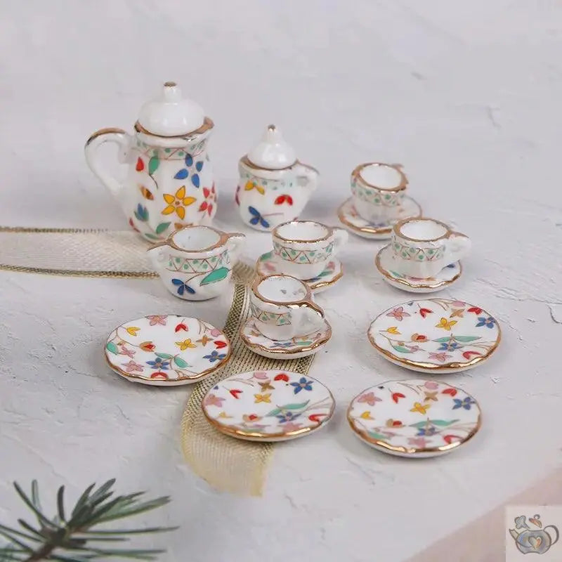 ​Dinette pour maison de poupées en céramique | Théières à la folie