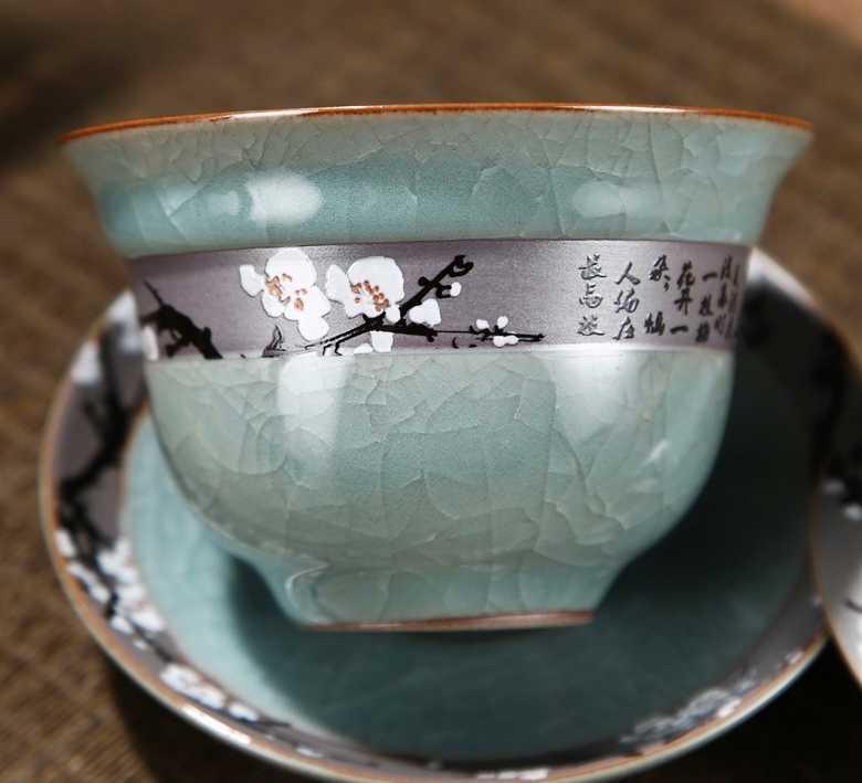 ​Gaiwan porcelaine bleu glacier craquelé  |  Théières à la folie