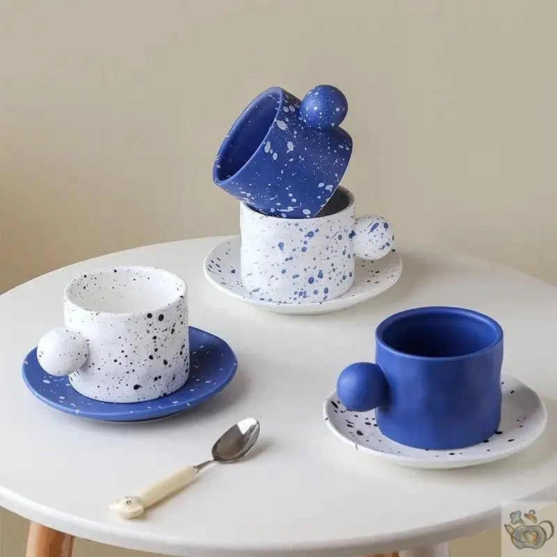 ​Grande tasse bleue encre éclaboussures | Théières à la folie