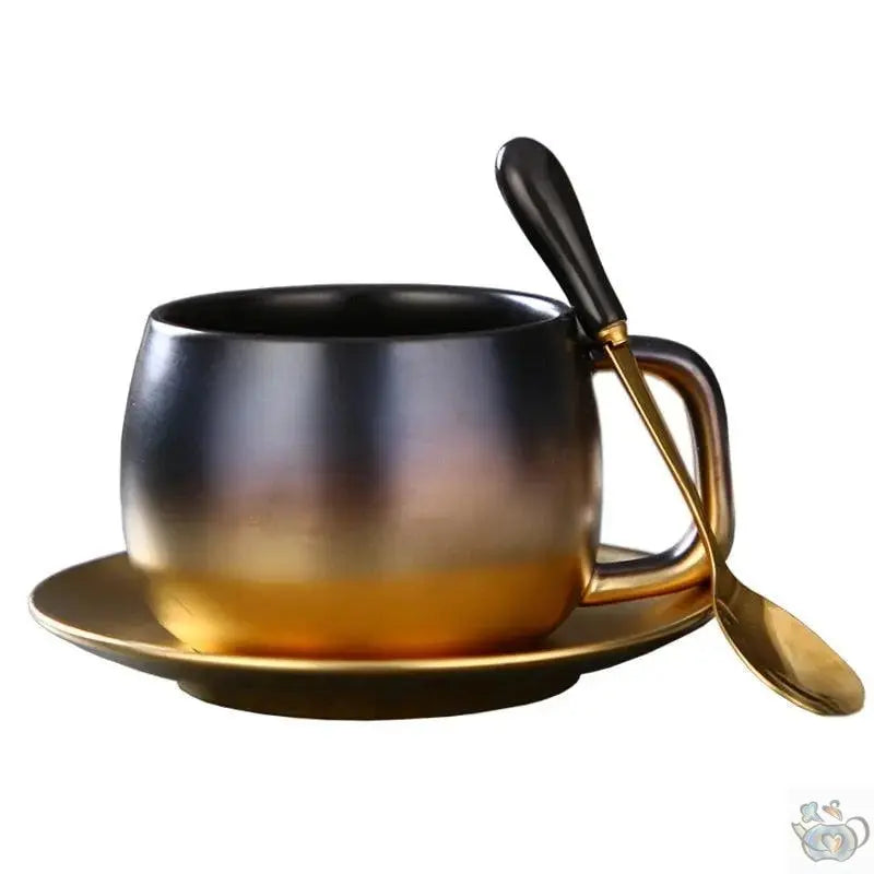 ​Grande tasse contemporaine noire et or | Théières à la folie