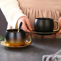 Thumbnail for ​Grande tasse contemporaine noire et or | Théières à la folie