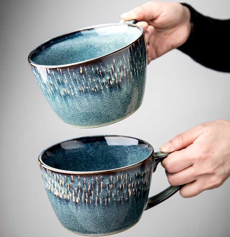 Grande tasse poterie émail chiné