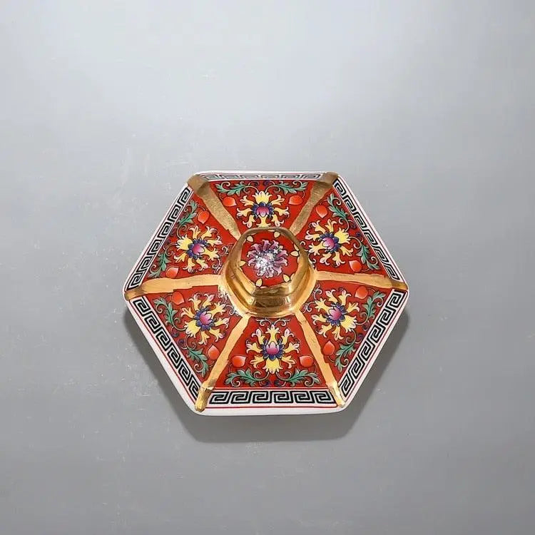 Théière hexagonale motifs chine antique Théières à la folie