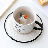 Thumbnail for ​Mug blanc noir au petit chat 3D | Théières à la folie