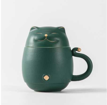 ​Mug/Théière en céramique chat porte-bonheur | Théières à la folie