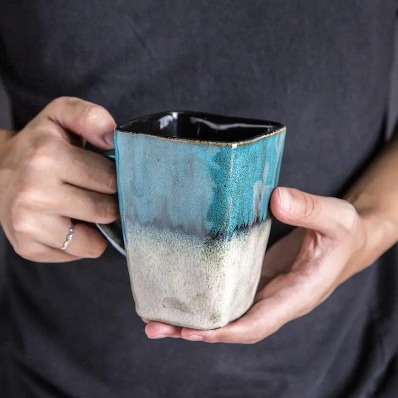 Mug en poterie d'art design carré Théières à la folie