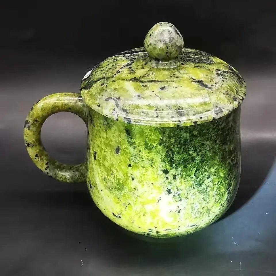 ​Mug jade naturel vert avec couvercle | Théières à la folie